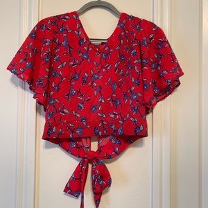Red floral crop top